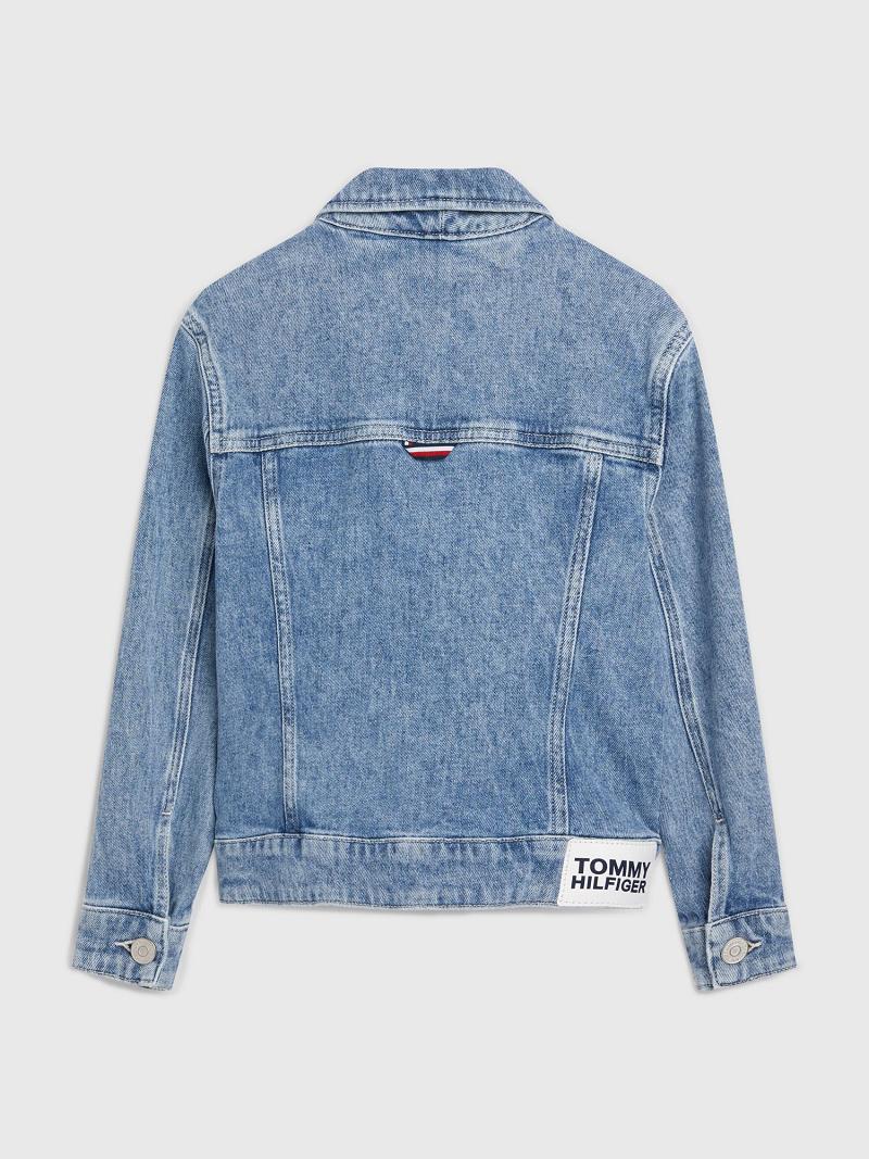 Lány Tommy Hilfiger Denim trucker Kabát Kék | HU 1794XYU